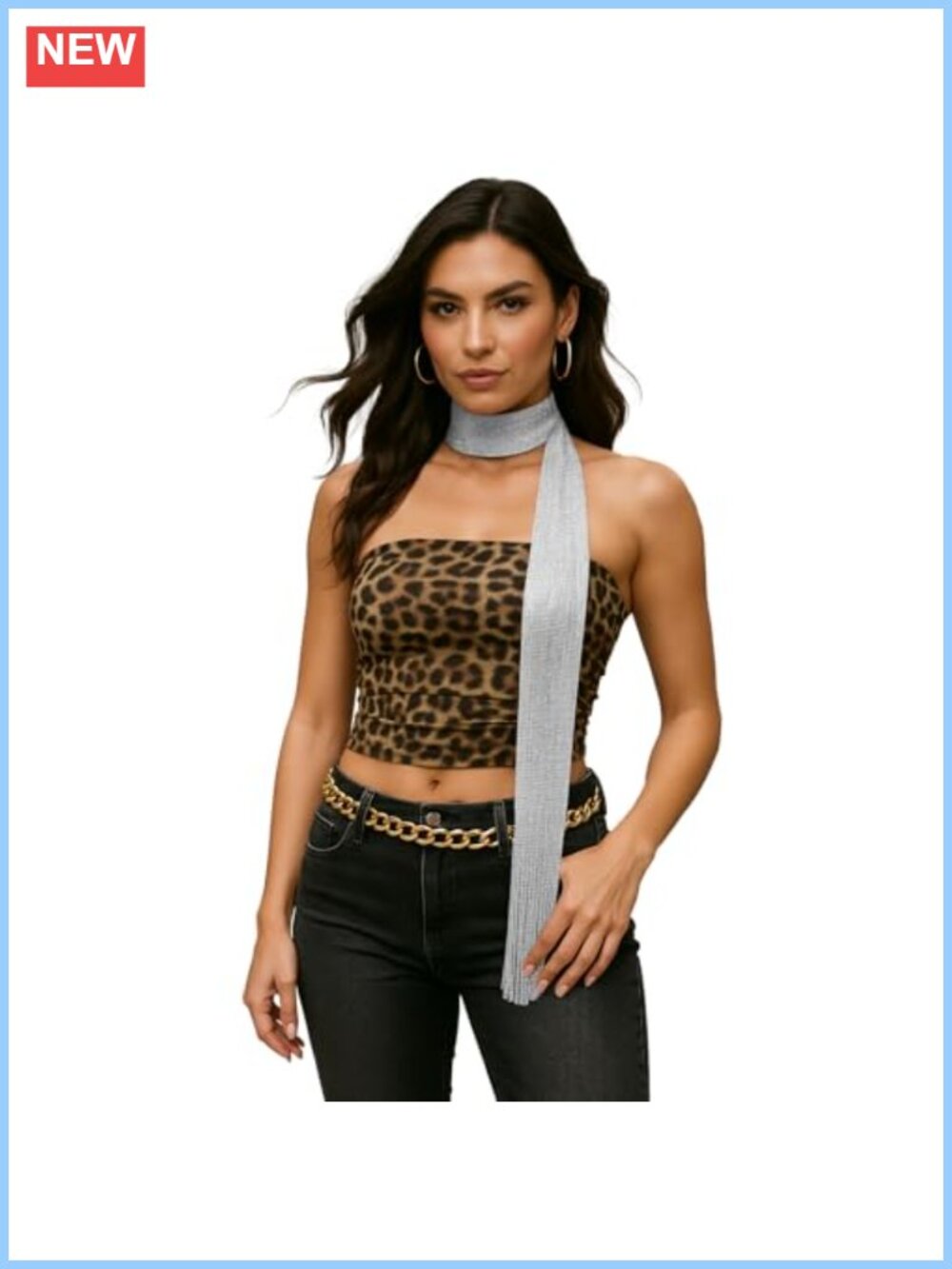 Y2K Sequined Skinny Scarf Lightweight Rave Neck Scarf Festival Belt